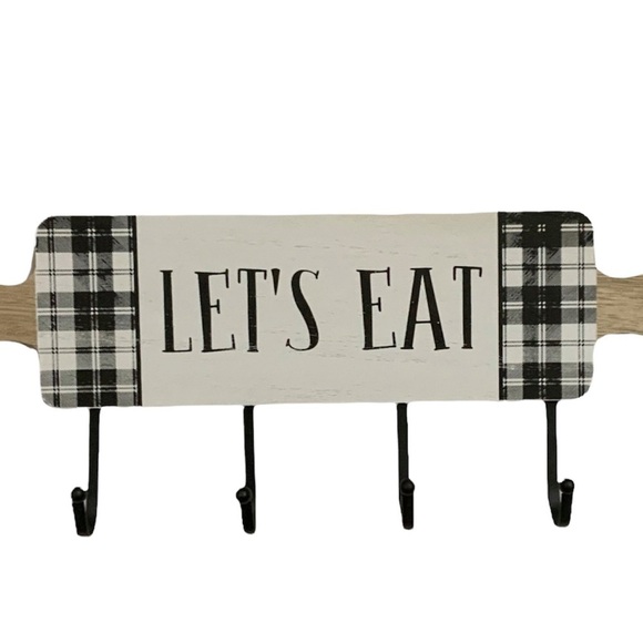 Hanging Hook Rack Multi Use Rack Black White Buffalo Check Plaid 7 in X 17 in - Picture 6 of 8